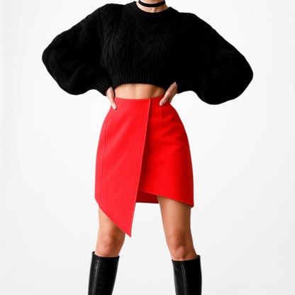 Finders Keepers Neon Pink High Waisted Asymmetric Mini Bodycon Skirt Size XS/S