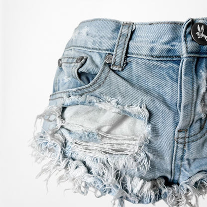 One Teaspoon Distressed Destroyed Mid Rise Raw Hem Shorts Size XS