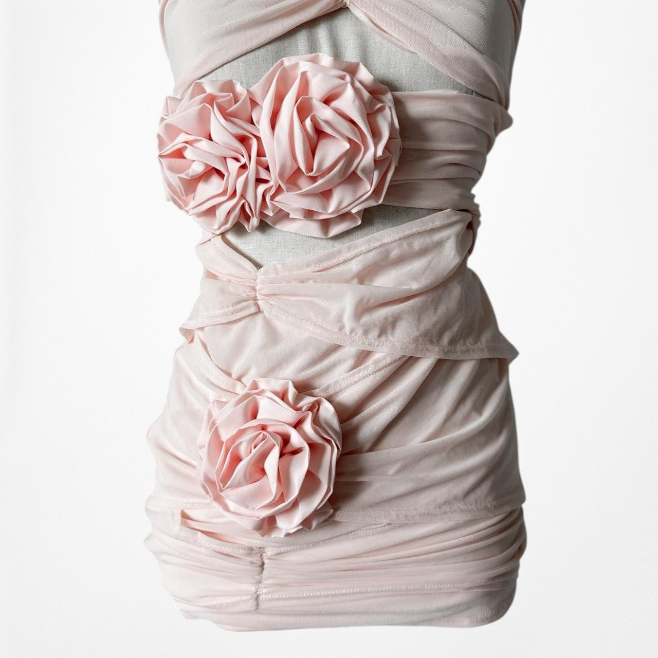 Pretty Little Thing Pink Strapless Floral Applique Bodycon Mini Dress Size XS/S