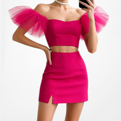 Mango Pink Bodycon Pencil Side Slit Mini Skirt Size XS/S