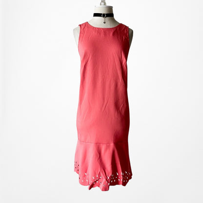 Loft Pink Ruffle Cutout Hem Sleeveless Tunic Shift Knee Length Dress Size M