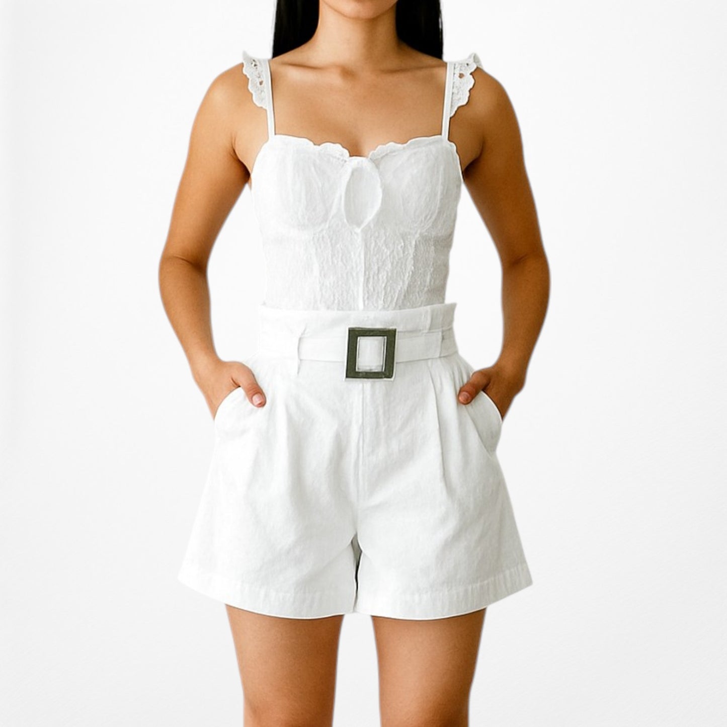 4th & Reckless White High Waisted Pleated Shorts Size XS