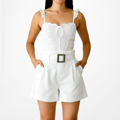 4th & Reckless White High Waisted Pleated Shorts Size XS