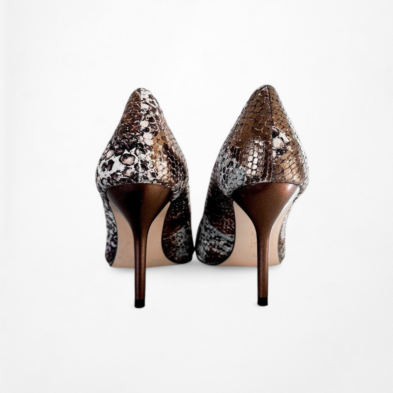 Zara Brown Animal Snake Print Pointy Toe Faux Leather Stiletto Heel Size 6.5