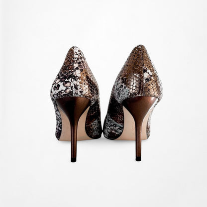 Zara Brown Animal Snake Print Pointy Toe Faux Leather Stiletto Heel Size 6.5