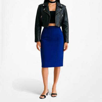 Loft Blue High Waisted Low Rise Bodycon Knee Length Pencil Skirt Size S/M