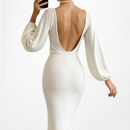 Fashion Nova Off White Knit Puffy Long Sleeve Bodysuit Top Size XS/S