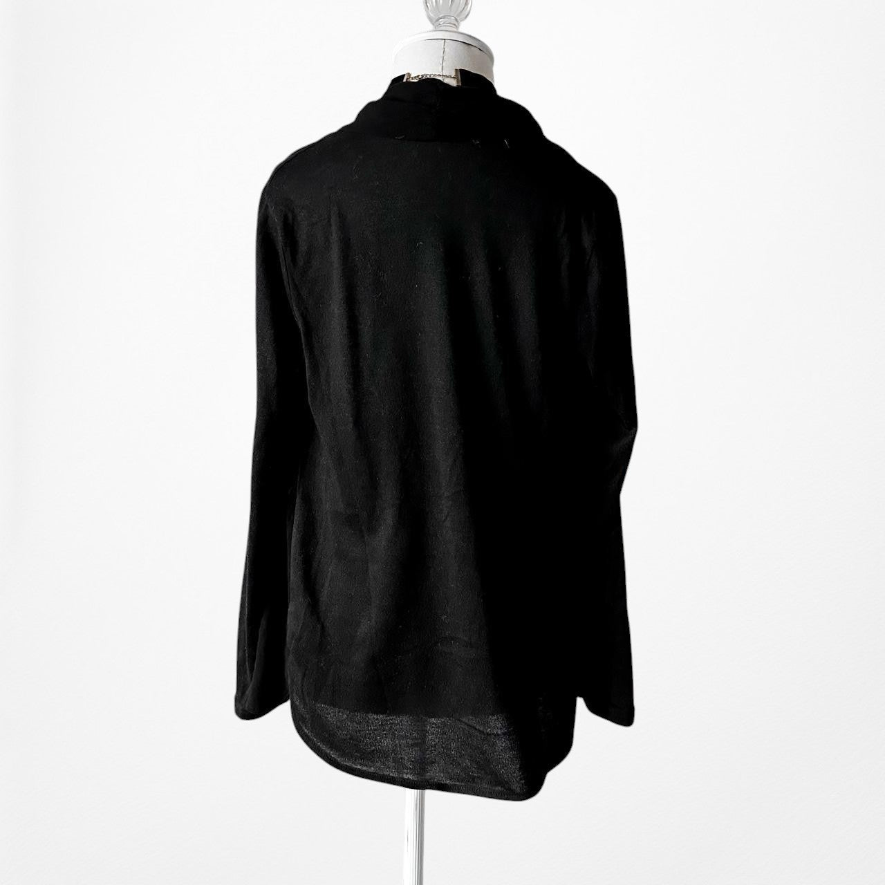 Vintage Black Plunging Cowl Neck Pullover Oversized Knit Sweater Top Size S