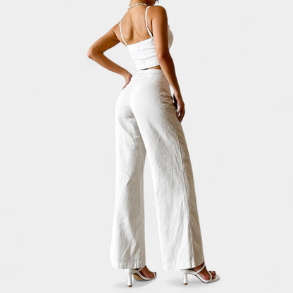 Cupcakes and Cashmere High Waisted Beige Cropped Culotte Pants Size XS/S