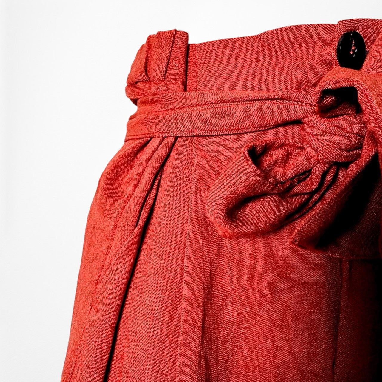 Mango Orange High Waisted Paperbag Waist Tie Cropped Capri Pants Size XS/S