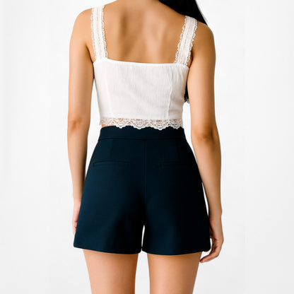 H&M Navy Blue High Waisted Sailor Double Breasted Button Front Shorts Size 0/XS