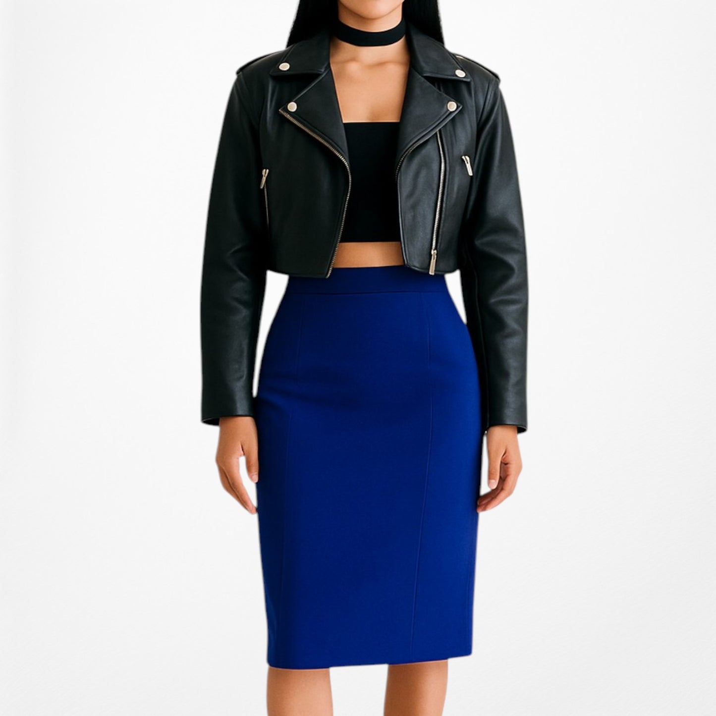 Loft Blue High Waisted Low Rise Bodycon Knee Length Pencil Skirt Size S/M