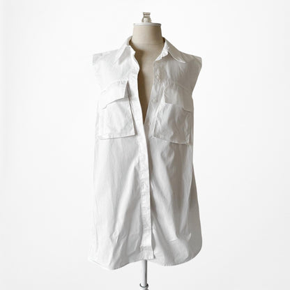 Zara Sleeveless Oversized Button Down Shirt Dress Tank Top Size XS/S