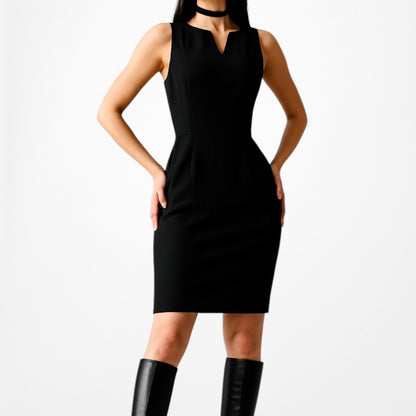 Loft Black Knee Length Cocktail Party Flowy Flared Skater Dress Size 4/M