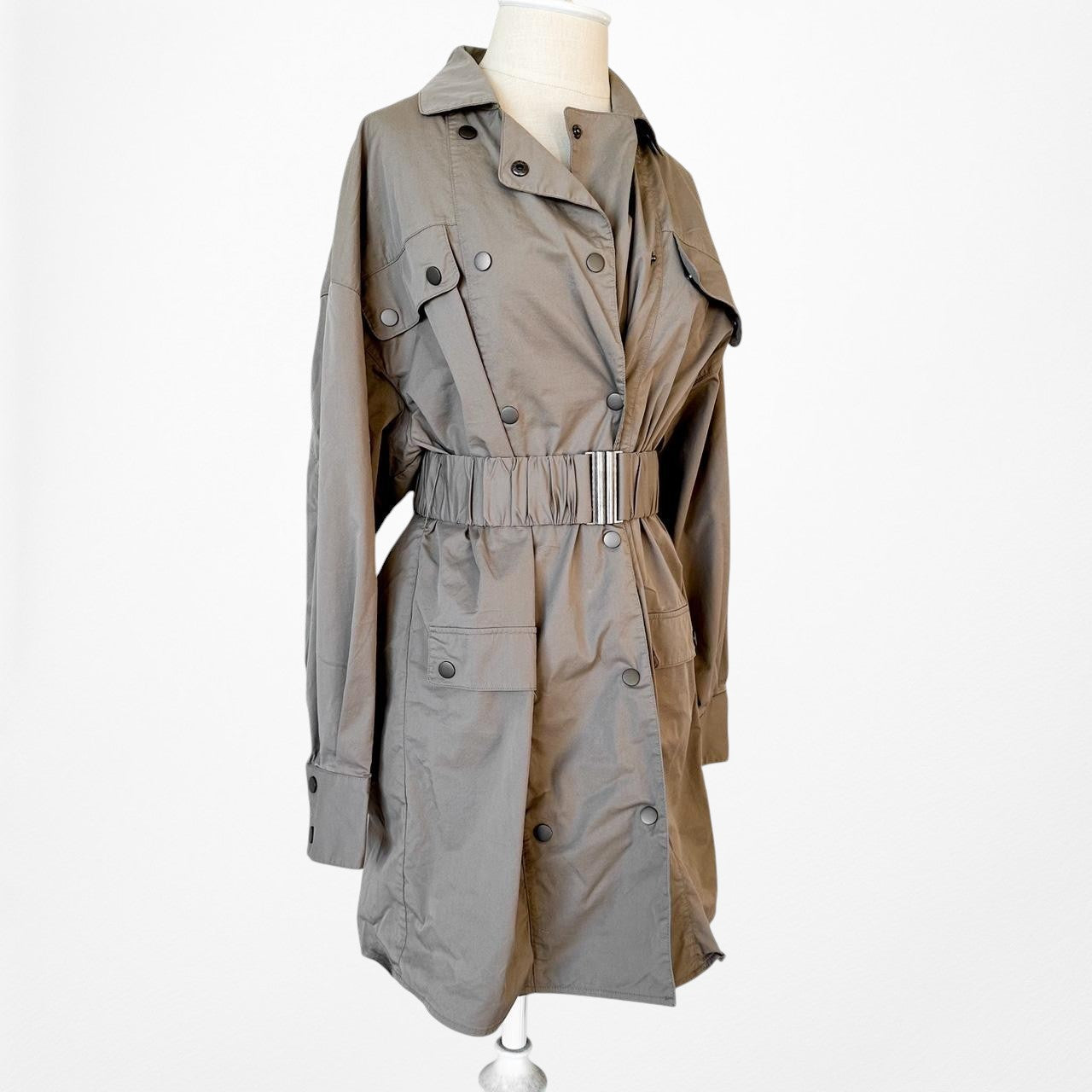 C/Meo Collective Olive Green Double Breasted Utility Cargo Mini Dress Size S