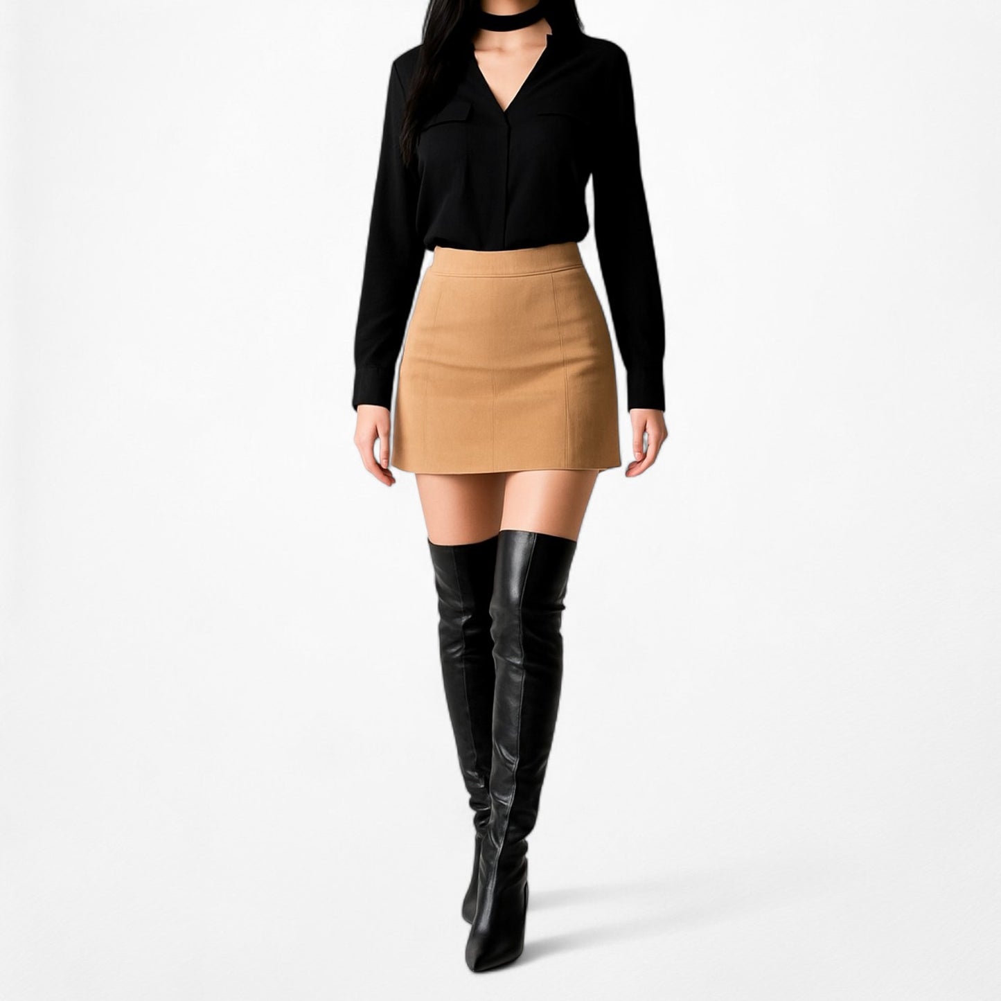 H&M Black V-Neck Long Sleeve Top Blouse Size 2/XS