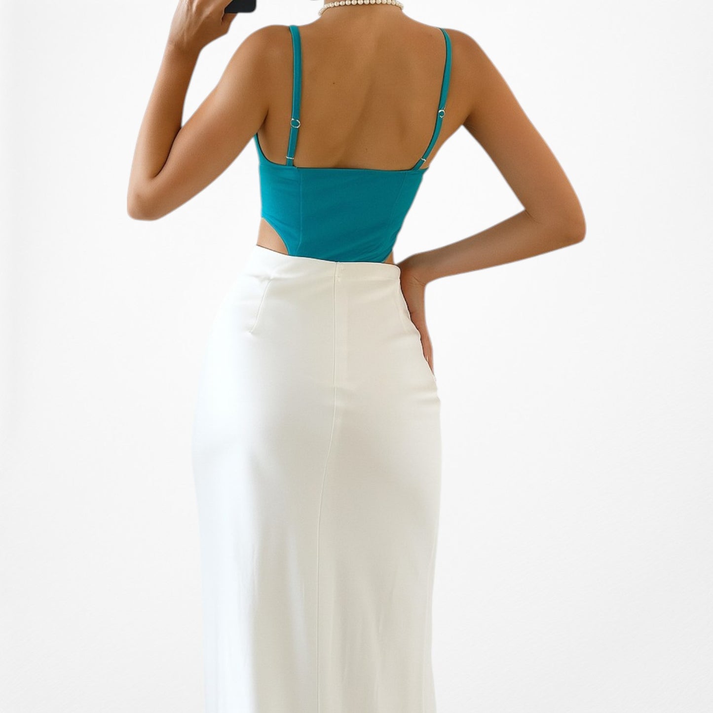 Zara Blue Knit Bustier Corset Cutout Bodysuit Top Size S