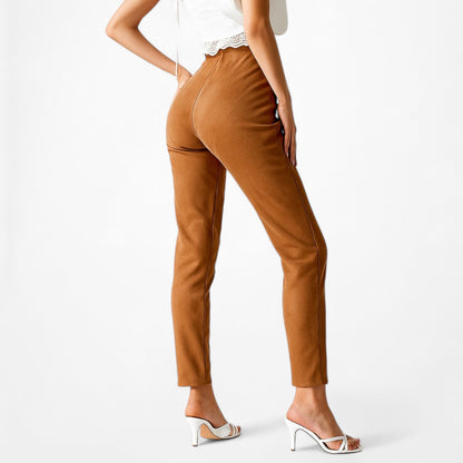 Fashion Nova Brown High Waisted Suede Skinny Pants Trousers Size M