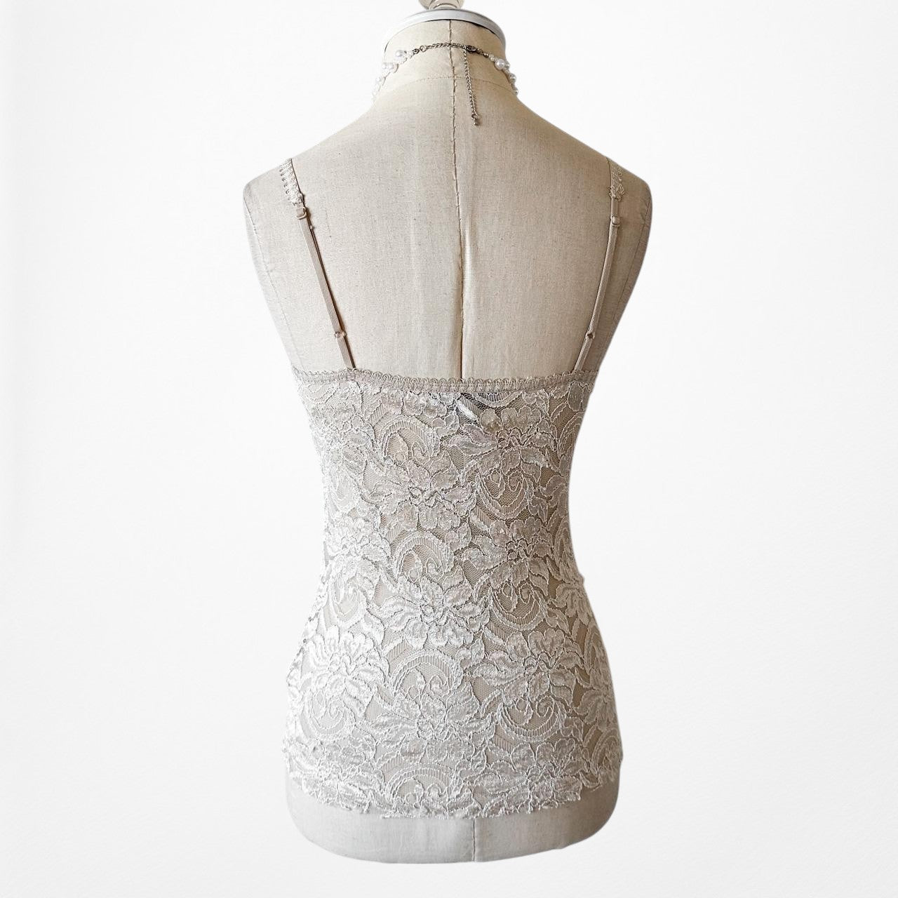 Forever 21 Beige Nude Floral Lace Cami Knit Tank Top Size S