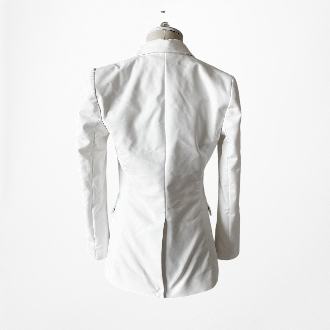 Mango White Double Breasted Shoulder Padded Tailored Fit Blazer Jacket Size XS