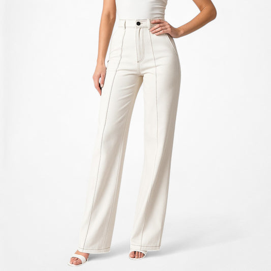 Mango Off White High Waisted Wide Leg Pants Size 2/S