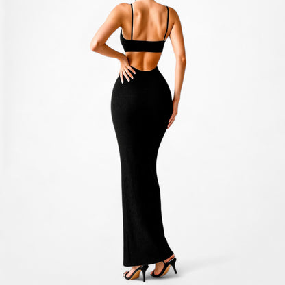 Shein Black Knit Maxi Bodycon Cutout Cocktail Summer Dress Size XS/S/M