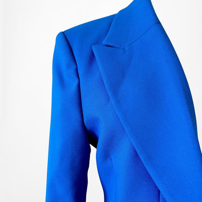 Zara Blue Shoulder Padded Tailored Fitted Single Button Blazer Jacket Size M