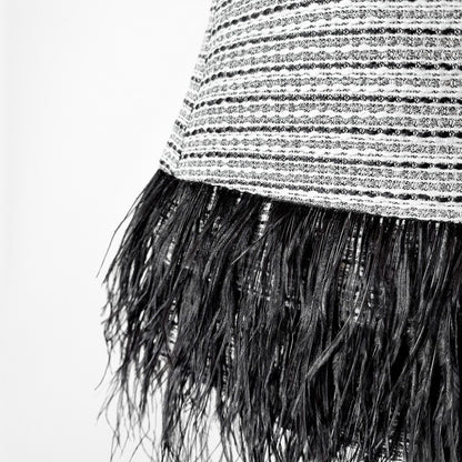 Sail To Sable Gray Black Feather Striped High Waisted A-Line Mini Skirt Size S