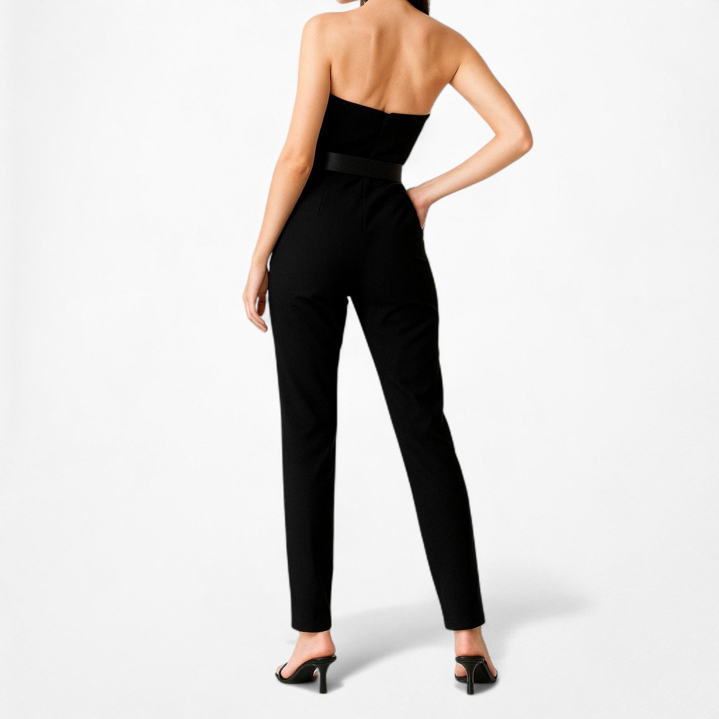 Fashion Nova Black Strapless Knit Skinny Pants Jumpsuit Size M