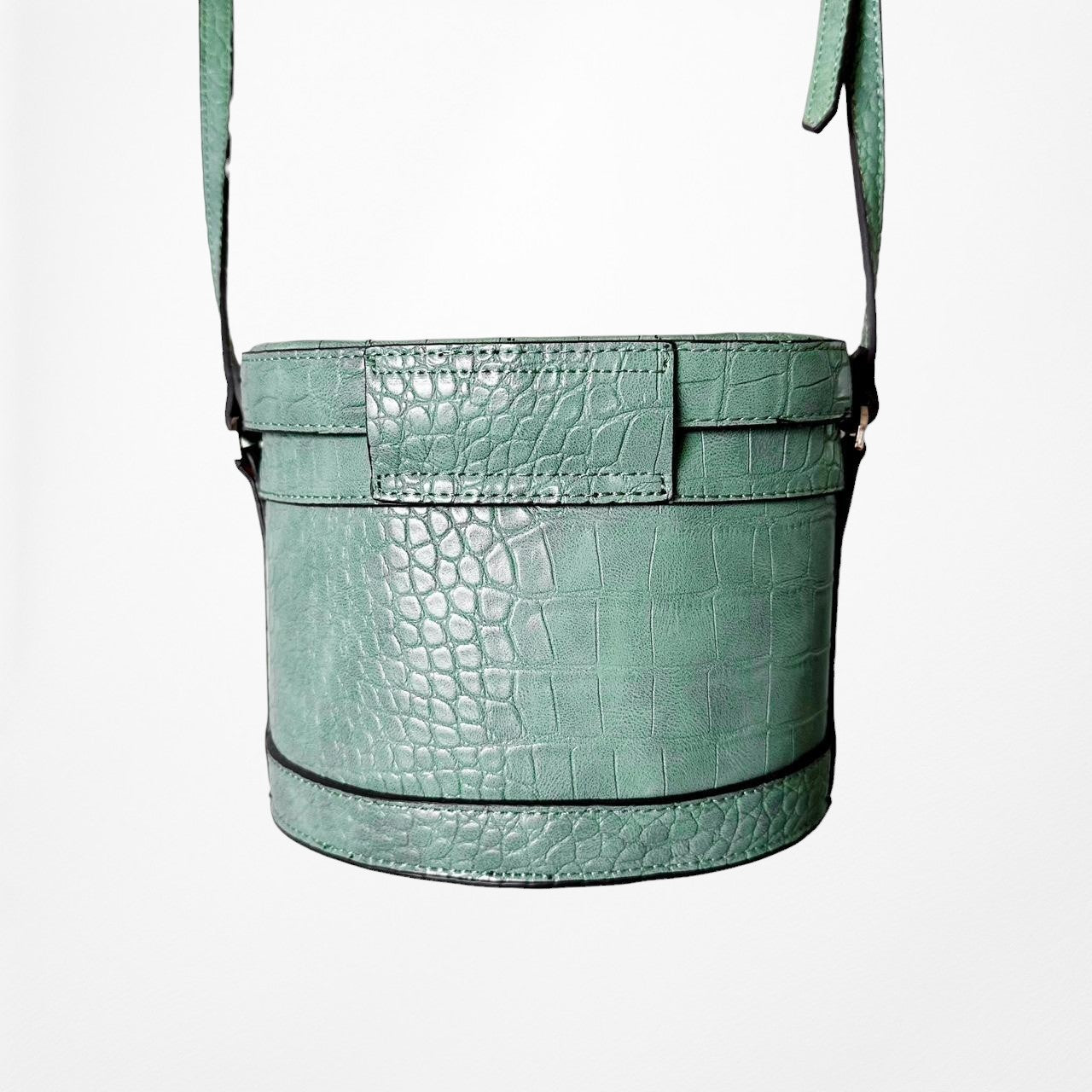 Mango Green Gold Hardware Snake Print Crossbody Bag