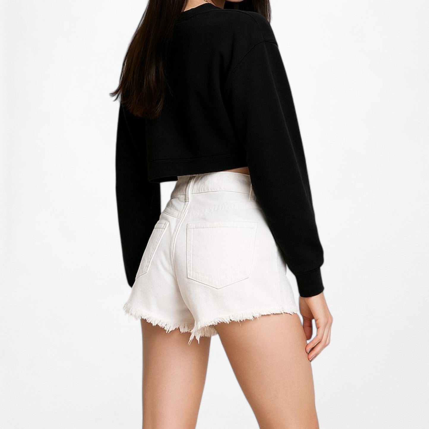 Zara White Distressed Destroyed High Waisted Denim Jean Shorts Size XS/S