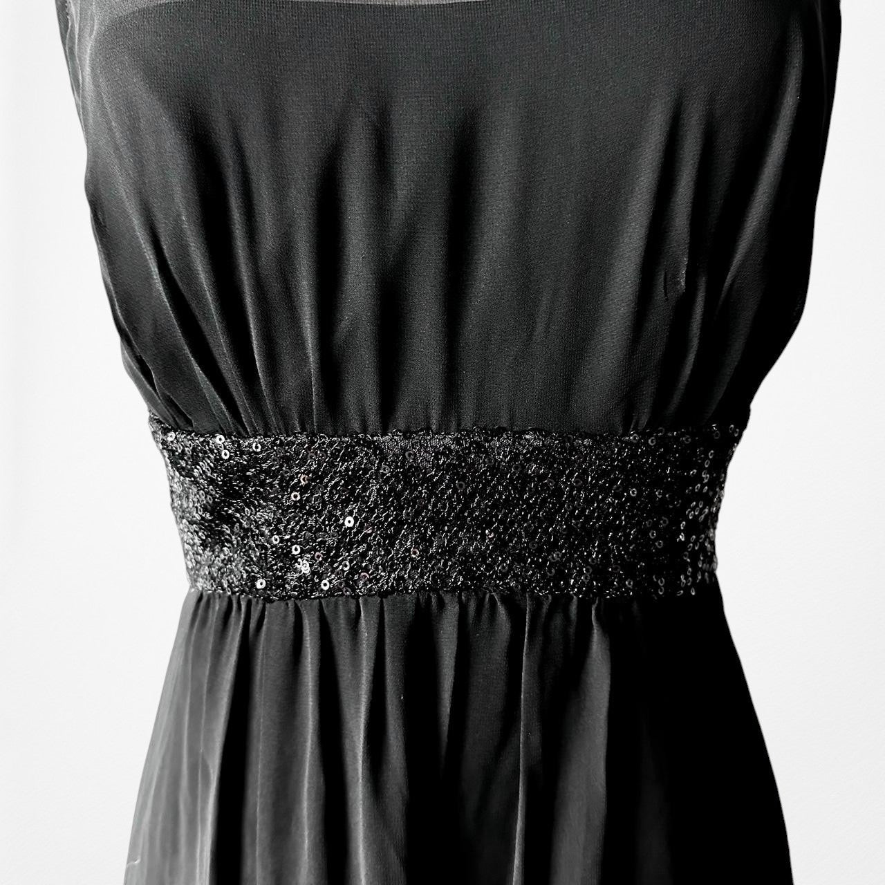 Chaps Black Sequin Embellished Maxi Formal Cocktail Dress Size M