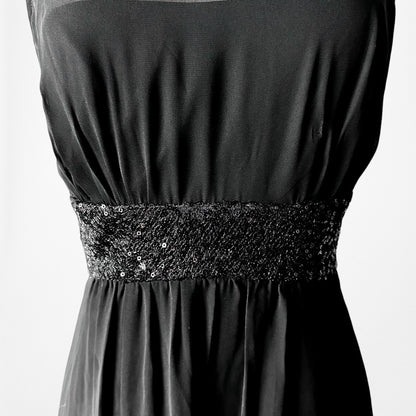 Chaps Black Sequin Embellished Maxi Formal Cocktail Dress Size M