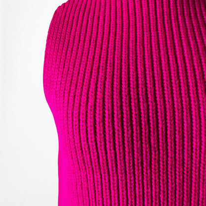 Zara Neon Pink Turtleneck Thick Ribbed Knit Sleeveless Sweater Vest Top Size S