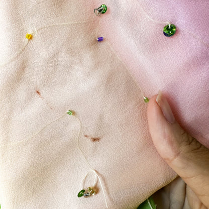 Vintage Pink Strapless Beaded Ruffle Asymmetric High Low Midi Prom Dress Size M