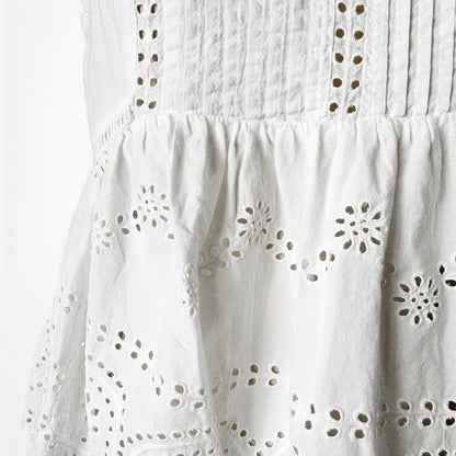 New Look White Floral Lace Cutout Pleated Peplum Sleeveless Tank Top Size S