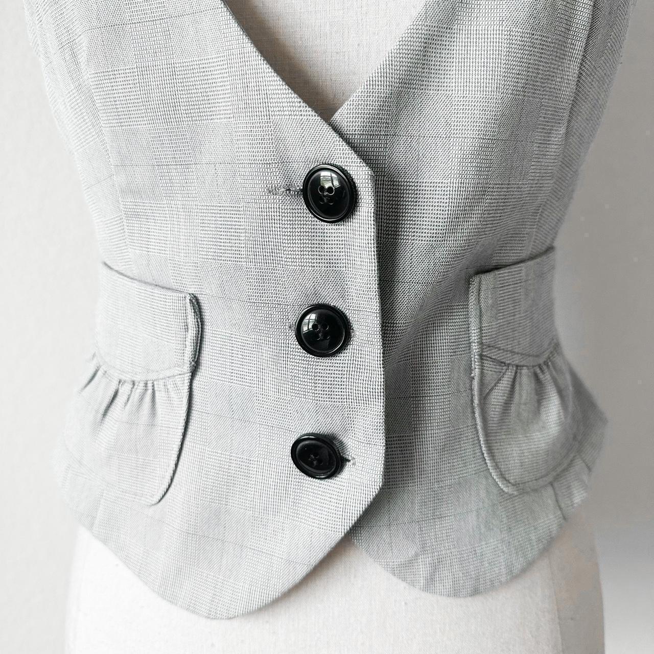 Stoosh Gray VNeck Button Down Front Vest Jacket Cardigan Suite Top Size XS/S