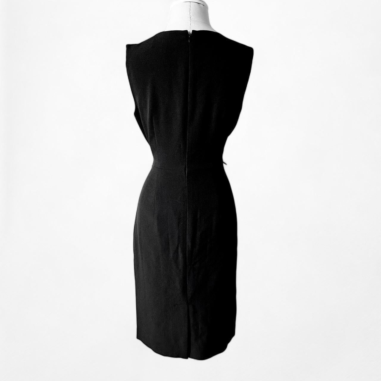 Jones Studio Black Pleated Knee Length Cocktail Party Bodycon Dress Size 4/M