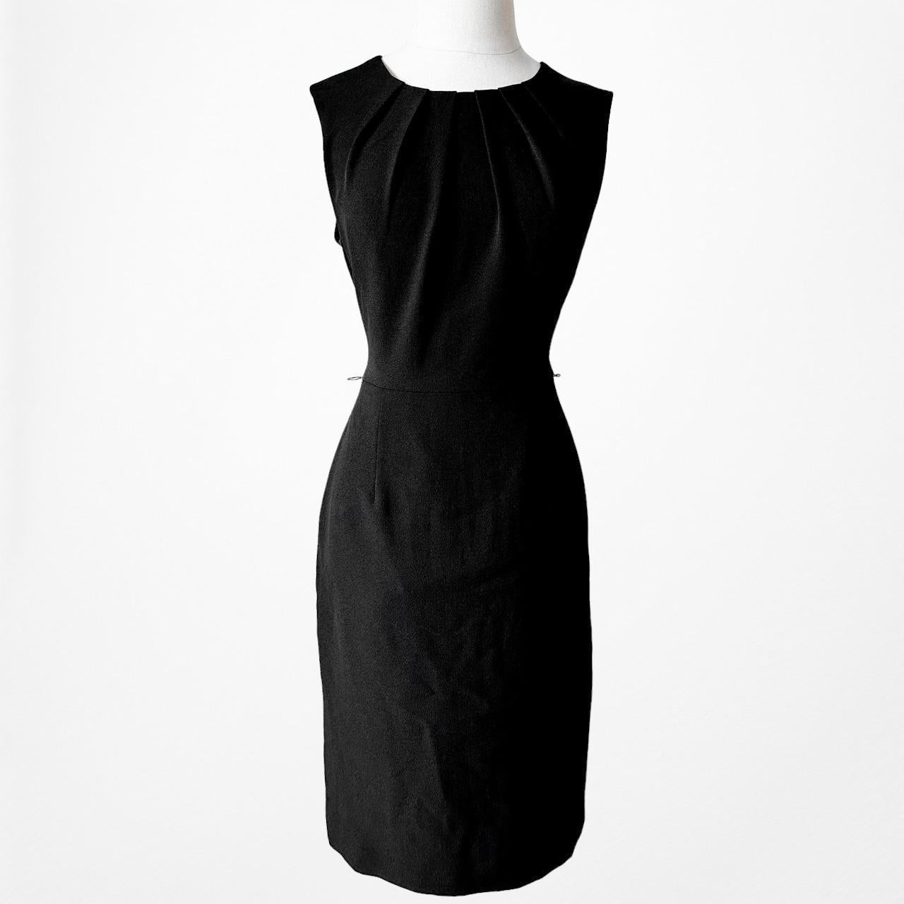 Jones Studio Black Pleated Knee Length Cocktail Party Bodycon Dress Size 4/M