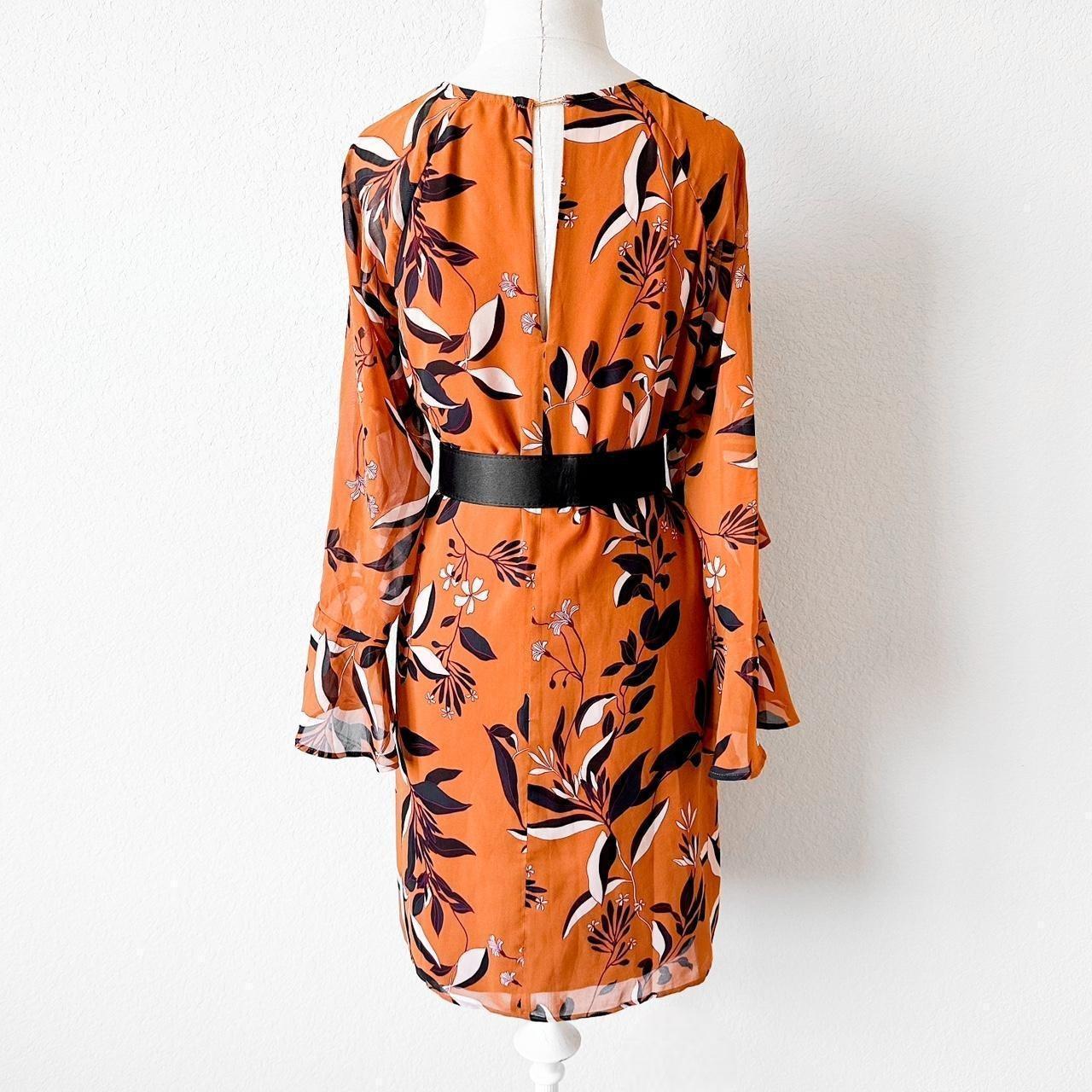 Ann Taylor Orange Floral Long Sleeve Knee Length Cocktail Party Dress Size 4/M