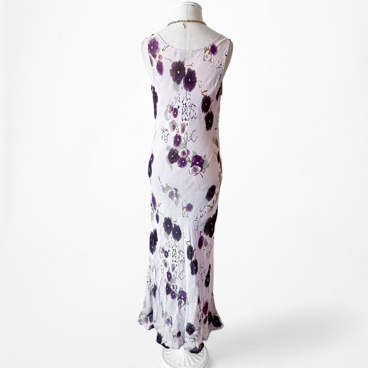 Vintage Purple Floral Slip On Maxi Sheath Cocktail Formal Dress Size S/M