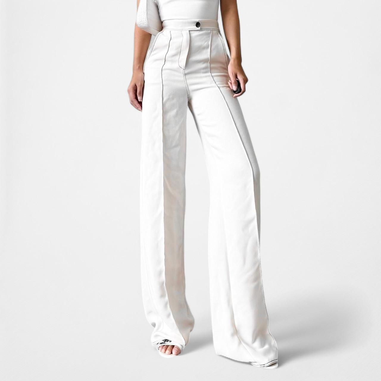 Mango Off White High Waisted Wide Leg Pants Size 2/S