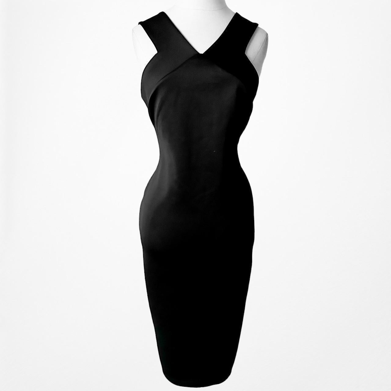 Jennifer Lopez Black Halter Cocktail Formal Knit Knee Length Dress Size 6/M