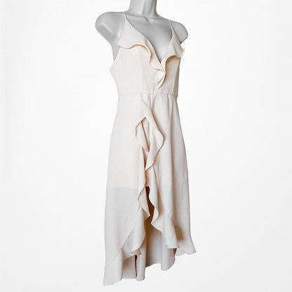 Fashion Nova Peach Pink Ruffle High Low Asymmetrical Knee Length Dress Size S