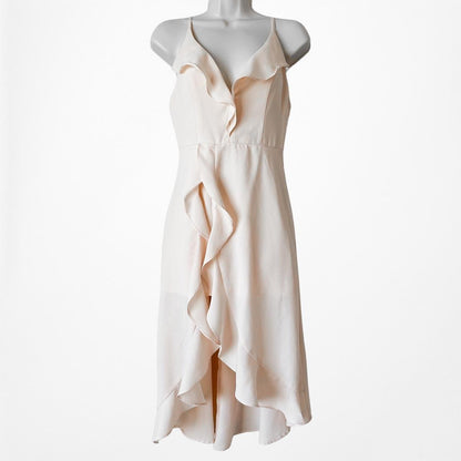 Fashion Nova Peach Pink Ruffle High Low Asymmetrical Knee Length Dress Size S