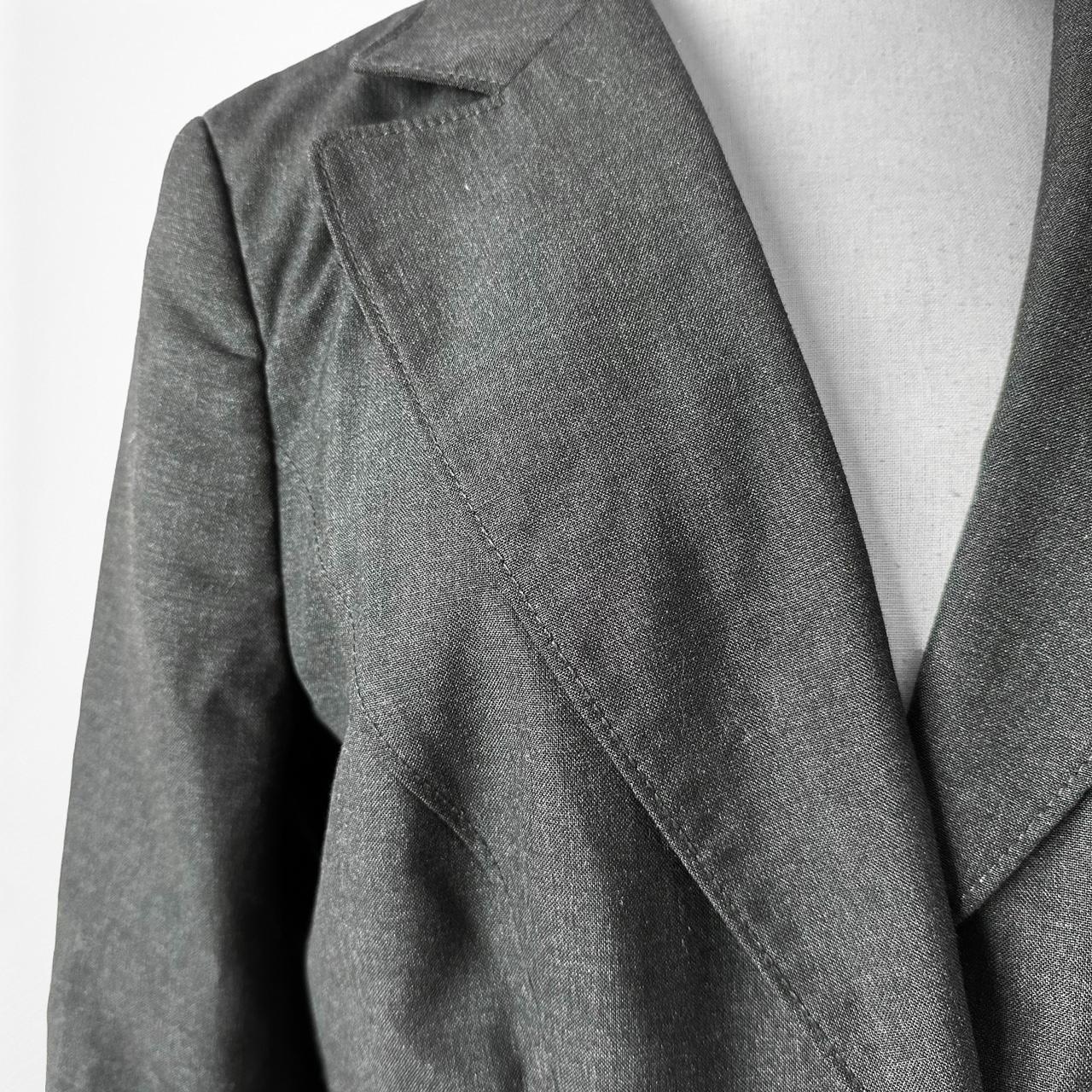 Ann Taylor Gray Padded Shoulder Button Front Blazer Jacket Cardigan Size 12/L