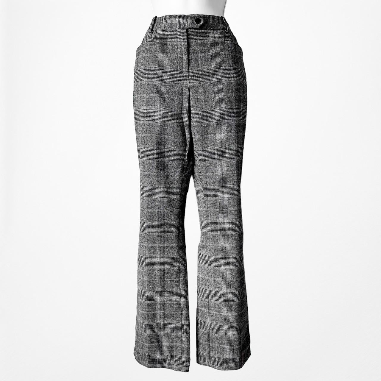 Calvin Klein Gray Plaid Checkered High Waisted Straight Leg Pants Size 2