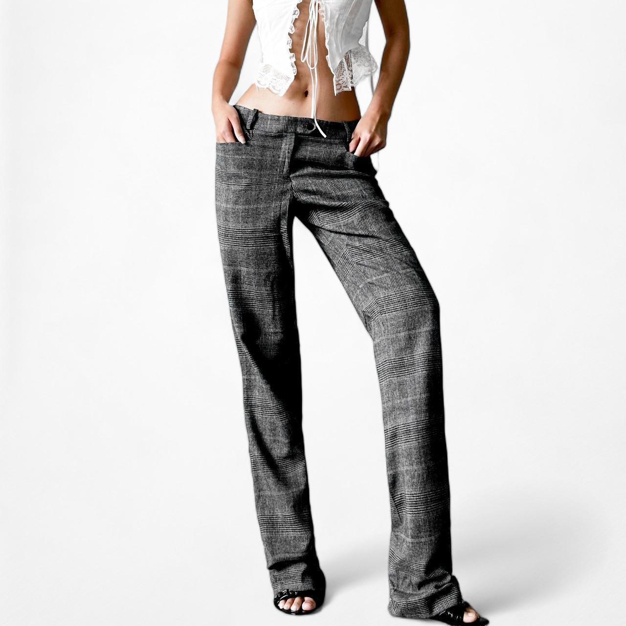 Calvin Klein Gray Plaid Checkered High Waisted Straight Leg Pants Size 2