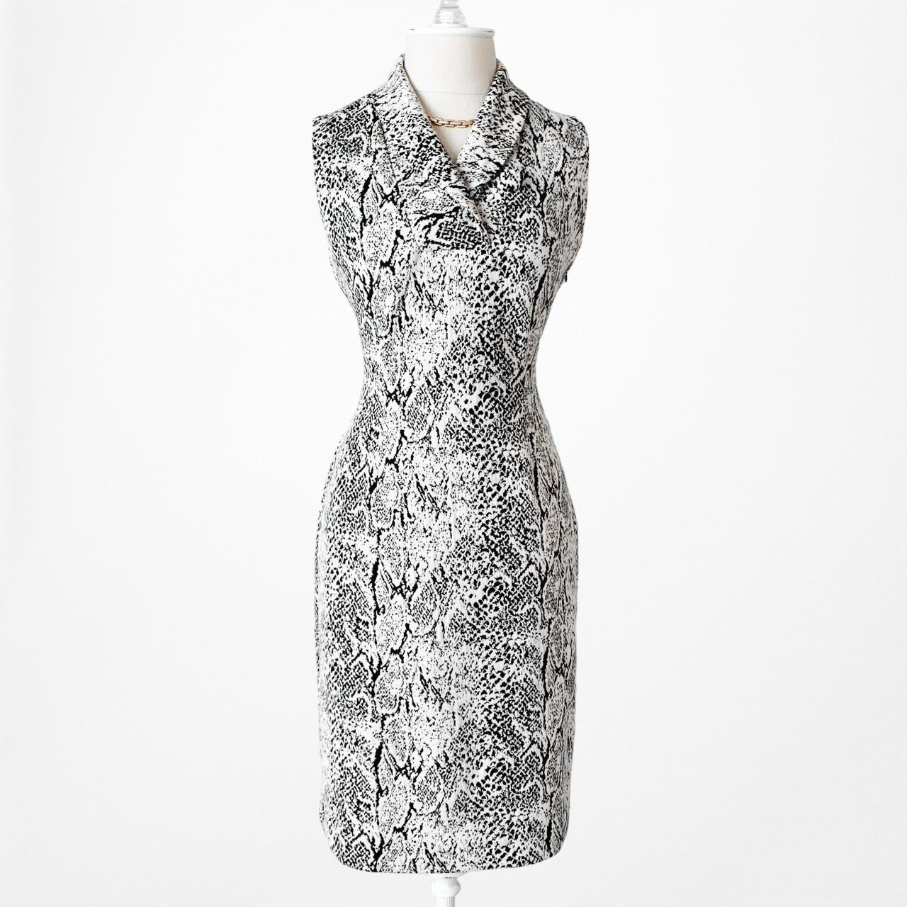 Calvin Klein Animal Print Gray Knit Knee Length Bodycon Cocktail Dress Size 4/M