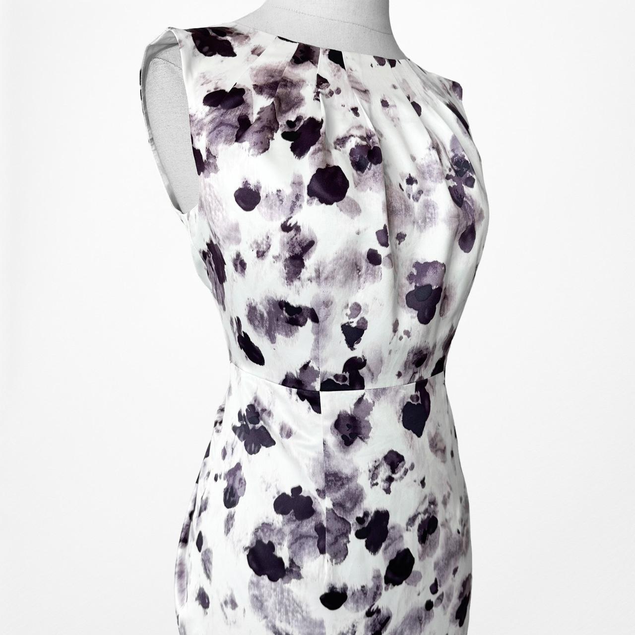 Ann Taylor Purple White Printed Knee Length Satin Bodycon Dress Size 4P/M